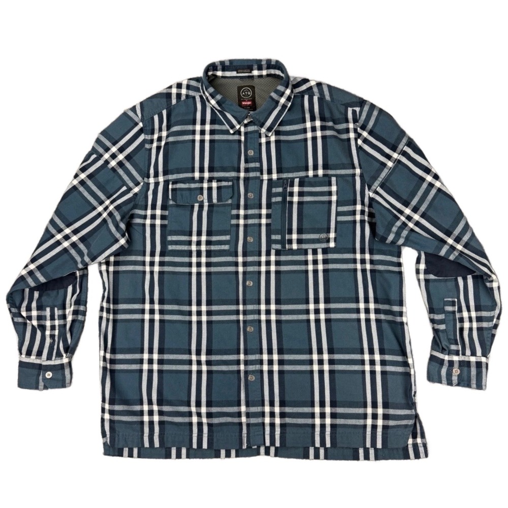 Wrangler ATG Plaid Flannel Shirt Men's XL All Terrain Organic Cotton Polyester